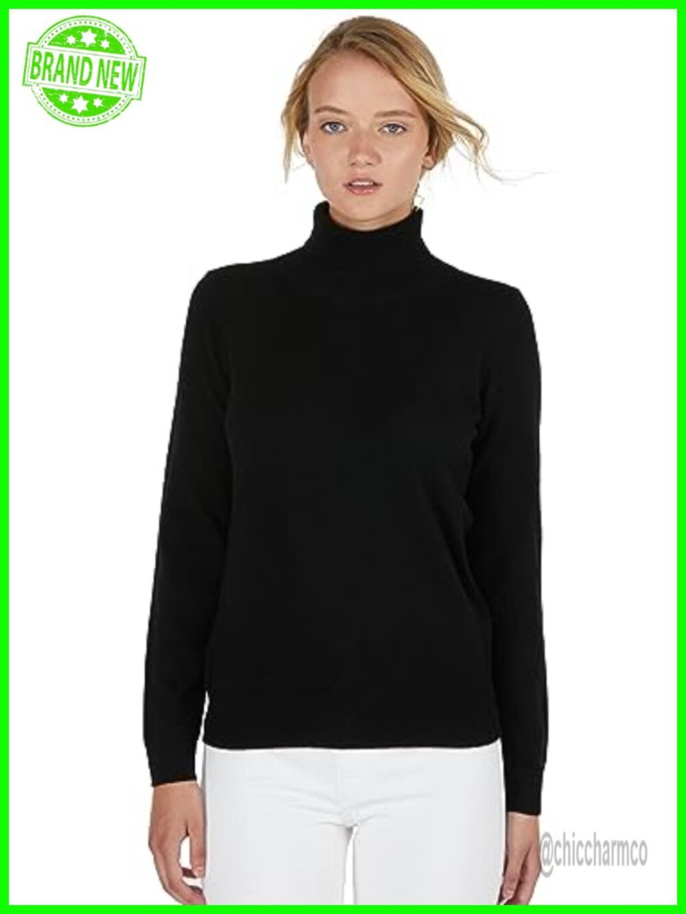 100% Cashmere Turtleneck Sweater Long Sleeve Pullover Women's